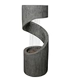 Dehner Gartenbrunnen Ronda, mit LED Beleuchtung, frostbeständig, solarfähiger Brunnen für Außen, 79.5 x 31.5 x 31.5 cm, Polyresin, grau