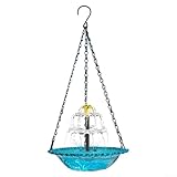 LatoYard Solarbetriebenes Vogelbad mit Springbrunnen, Vogelbad für Draußen Garten, Vogeltränke Hängend, 23,5×45cm für lockt Vögel(Blue)