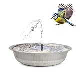 Solarbrunnen Set für draußen XXL 50 cm Zink Schale - Schwimmende Solar Springbrunnen Fontäne und Dekoschale als Outdoor Gartenbrunnen - Außen Wasserspiel als Balkon Vogeltränke, Garten Vogelbad