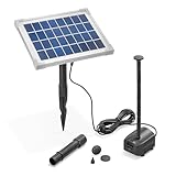 esotec Solar Teichpumpe mit Filter, Set, Sprinklerpumpe 250l/h, Erdspieß, Solarmodul 5W, Solarbrunnen für draußen, Wasserpiel Springbrunnenpumpe Fontäne, 101909