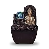 Zimmerbrunnen Zen-Buddha LED-Licht - Zen-Geist Dekoration - Feng Shui Glücksbringer - Tischbrunnen - Nützliche Geschenkidee zum kleinen Preis - H 18cm - Theravada Zen'Light