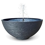 matches21 HOME & HOBBY Outdoor Solar-Brunnen-Set - Große 45 cm Schale anthrazit als Garten-Brunnen