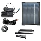 Solarpanel, Pumpe für Solarbrunnen, Gartenbrunnen, Springbrunnen, Teichpumpe, Technik Set-5W für Solar Deko mit Li-Ion Akkus und LED Licht (7-SP022050S)