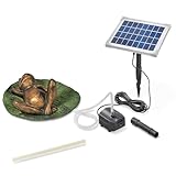 Esotec Wasserspeier Set mit Solarpumpe Frosch chillend auf Seerosen-Blatt, Teichfigur, Gartenfigur & Gartenstatue, Gartenbrunnen Solar, Springbrunnen Vogeltränke, Outdoor, außen 101663