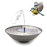 Solarbrunnen Set für draußen 45 cm Schale grau - Schwimmende Solar Springbrunnen Fontäne und Dekoschale als Outdoor Gartenbrunnen - Außen Wasserspiel als Balkon Vogeltränke, Garten Vogelbad