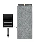 Dehner Solarbrunnen Glonn, Solarbrunnen frostbeständig, Brunnen für Außen, mit LED Beleuchtung, ca. 90 x 35 x 35 cm, Polyethylen, grau