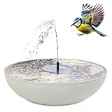 Solarbrunnen Set für draußen 45 cm Schale beige-grau - Schwimmende Solar Springbrunnen Fontäne und Vintage Dekoschale als Outdoor Gartenbrunnen - Außen Garten-Deko Balkon-Deko Wasserspiel