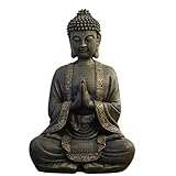 Zen'Light - Große Zen Buddha-Statue (40 cm) - Hervorragendes Finish, Patina-Anstrich, Harz - Schönes Objekt zur Dekoration und Feng Shui für das Haus, Bronze