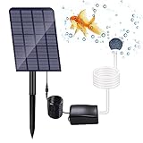 Solar Sauerstoffpumpe, GuKKK 2W Solar Teichbelüfter, Solar Luftpumpe Aquarium Oxygenator, Oxygenator Aquarium Luftpumpe Angelbelüfter mit Rohr Luftblasensteinen, für Gartenteiche