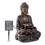 blumfeldt Dharma Solarbrunnen, Gartenbrunnen, Zierbrunnen, Dekobrunnen, Solarbetrieb, LED-Beleuchtung, 48 x 72 x 41 cm (BxHxT), Material: Polyresin, für drinnen und draußen, Bronze