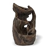 NATIV Zimmerbrunnen in Holz Optik | Tischbrunnen mit LED Beleuchtung| dekorativer Zierbrunnen mit Wasserfall | Dekobrunnen für Zuhause und Büro | Wasserbrunnen mit Kaskaden