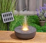 Northpoint Solar Springbrunnen Gartenbrunnen Wasserfontäne mit LED Beleuchtung Wasserspiel für Außenbereich Energieeffizient Umweltfreundlich Dekoration (Grau)