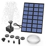 AMZtime Solar Springbrunnen für Außen 2.5W DIY Solarbrunnen für Draussen Upgrade Solarbrunnen mit 1.2 m Wasserleitung Solar Teichpumpe mit 6 Fontänenstile Solarpumpe für Gartenteich, Vogel-Bad
