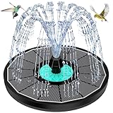 SZMP Solar Springbrunnen für Außen, 3.5W Solarbrunnen für Draussen mit 7 Düsen & 4 Fixe Rohre, Solar Teichpumpe Solar Schwimmender für Garten, Vogel-Bad, Teich (Schwarz)