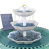 AISITIN DIY Deko Brunnen,Vogeltränke Sets mit 3,5W Solar Springbrunnen, 3 Stufige Vogelfütterer für Draußen,Vogelbad und DIY Solarbrunnen Abnehmbar und Geeignet für Vogeltränke, Gartendekoration(Weiß)