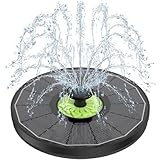 SZMP Solar Springbrunnen, 3.5W Glas Solar Teichpumpe mit 7 Düsen & 4 Fixe Rohre Solar Wasserpumpe Solar Schwimmender Solarbrunnen für Garten, Teich, Vogel-Bad (Schwarz)