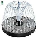SZMP 3.5W Solar Springbrunnen Solar Teichpumpe mit Solar Panel, 2026 Upgrade Eingebaute 2000mAh Batterie Wasserpumpe Solar Schwimmender Fontäne Pumpe mit 8 Düse & 4 Fixer für Garten, Vogel-Bad, Teich