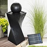 Solar Gartenbrunnen Brunnen Solarbrunnen Zierbrunnen Wasserfall Gartenleuchte Teichpumpe für Terrasse, Balkon (Granit Black-3 mit LED Light)