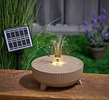 Northpoint Solar Springbrunnen Gartenbrunnen Wasserfontäne mit LED Beleuchtung Wasserspiel für Außenbereich Energieeffizient Umweltfreundlich Dekoration (Beige)