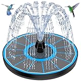 Solar Springbrunnen mit 3.5W Glas Solarpanel, Solar Teichpumpe 2026 Upgrade, Runden Solarbrunnen mit 8 Düsen & 4 Fixe Rohre Solar Wasserpumpe Solar Schwimmender Fontäne Pumpe für Garten, Vogel-Bad