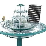 AISITIN DIY Brunnen,Vogeltränke Sets mit 6,5W Solar Springbrunnen, 3 Stufige Vogelfütterer für Draußen,Vogelbad und DIY Solarbrunnen Abnehmbar und Geeignet für Garten,Wasserspiel
