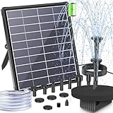 POPOSOAP Solar Springbrunnen für Außen, 6,5 W 220 L/h Solarbrunnen mit integriertem 3000 mAh Akku, Stabiler Sprühbetrieb für Gartenteich, Vogeltränke und Gartens Wasserspielereien