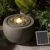 Solar Buddha Springbrunnen mit LED-Lotus-Funktion für Zen-Meditation – Innen- und Außendekoration (Wohnbereich，Büro，Garten, Terrasse, Wohnzimmer) – 40x32.5x27cm Black