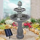 Solar Gartenbrunnen Brunnen Solarbrunnen Zierbrunnen Vogelbad Wasserfall Gartenleuchte Teichpumpe - Springbrunnen Wasserspiel für Garten, Gartenteich