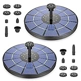 AISITIN 2PCS 3.5W Solar Springbrunnen Teichpumpe mit Panel Eingebaute Batterie Wasserpumpe Schwimmender Fontäne Pumpe mit 6 Fontänenstile für Garten, Vogel-Bad,Teich,Fisch-Behälter
