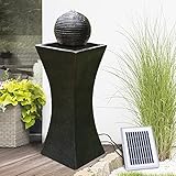 Solar Gartenbrunnen Brunnen Zierbrunnen Zimmerbrunnen Springbrunnen Brunnen mit LED-Licht und Li-Ion-Akku Wasserfall Wasserspiel (Solar Gartenbrunnen ELEGANTIA mit Led Licht)