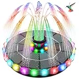 Solar Springbrunnen LED, Yzert 3.5 Glas Solar Teichpumpe mit 2000mAh Batterie, 7 Düsen & 4 Fixe Rohre Solar Wasserpumpe Solar Schwimmender Solarbrunnen für Garten, Teich, Vogel-Bad