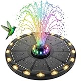 Solar Springbrunnen 3.5W, Solarbrunnen für außen 2026 Upgrade, Solar Teichpumpe mit 8 Bunten&18 Warmweiße LED-Leuchten, Solar Fontäne mit 6 Effekte für Garten Fischteich Wasserspiel Vogel-Bad