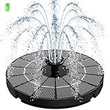 Solar Springbrunnen, 2026 Neue 3.5W Solar Teichpumpe mit 2000mAh Batterie, 7 Effekte & 4 Fixe Rohre Solar Wasserpumpe, Solar Schwimmender Solarbrunnen für Garten, Vogel-Bad