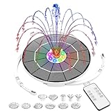 AISITIN 3.5W LED Solar Springbrunnen für Außen mit Fernbedienung, 2025 Buntes LED Solar Teichpumpe mit 3000 mAh Batterie, Solarbrunnen für Draussen mit 8 Fontänenstile Wasserpumpe für Garten,Vogelbad