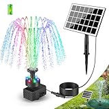 SZMP Solar Springbrunnen für außen 2025 Upgrade,3.5W Solar Teichpumpe LED-Lichtern mit 8 DIY Effekte,16.4ft Kabel,2000mAh Akku,Solar Wasserpumpe Solar schwimmender Fontäne Pumpe für Garten,Vogel-Bad