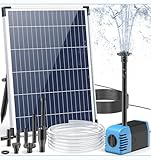 Biling Solar Springbrunnen für Außen, 12W 605L/H Leise Teichpumpe Solar mit 4 Düsen und Schlauch, Solarbrunnen für Draussen Kleine Gartenteich 5㎡ Mini-Wasserfälle Blumentöpfe Dekorationsbrunnen