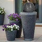 Gartenbrunnen BK910 Kugelbrunnen Steinoptik Springbrunnen 71 cm mit LED Beleuchtung Gartendeko