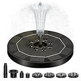 Solar Springbrunnen mit LED Licht, 2025 Upgrade 3W Solar Teichpumpe mit 1500mAh Akku, 6 Düse Solar Wasserpumpe, Solar Schwimmender Fontäne Pumpe für Garten, Teich, Vogel-Bad