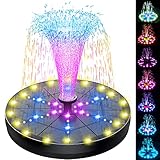 SZMP 4W Solar Springbrunnen für außen 2025 Upgrade, 60 LED-Lichtern Solarbrunnen Teichpumpe Solar mit 8 Effekte, 4000mAh Akku, Solar Schwimmender Fontäne Pumpe für Gartenteich, VogelBad, Wasserspiel