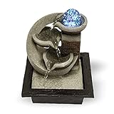 Zimmerbrunnen mit LED-Beleuchtung | Tischbrunnen mit Wasserfall | dekorativer Zierbrunnen in Felsenoptik | Zen Wohlfühlbrunnen für Zuhause | Wasserbrunnen mit modernem Kaskaden-Wasserlauf