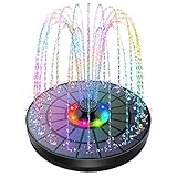 AISITIN LED Solar Springbrunnen 5,5W Buntes Solarbrunnen für außen 2025 Upgrade,Solar Teichpumpe mit 7 Effekte Solar Wasserpumpe Solar Schwimmender Fontäne für Garten Fischteich Wasserspiel Vogel-Bad