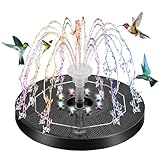 Kasanni Solar Springbrunnen für Außen 3W Solarbrunnen für Draussen Solar Springbrunnen für Teich Schweben mit Licht mit 6 DüSen Geeignet füR GäRten, VogelbäDer, Teiche