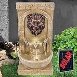 Solar Gartenbrunnen Brunnen Zierbrunnen Zimmerbrunnen Springbrunnen Brunnen mit LED-Licht, Wasserfall Wasserspiel für Garten (Solarbrunnen LÖWENHERZ mit LED-Licht)