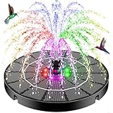 SZMP Solar Springbrunnen 3.5W, Solar Teichpumpe 2026 Upgrade, Eingebaute 2200mAh Batterie, 8 Bunten LED-Leuchten Solarbrunnen mit 8 Düse & 4 Fixer, Solar Schwimmender Fontäne Pumpe für Garten, Teich