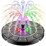 SZMP Solar Springbrunnen 3.5W, Solar Teichpumpe 2025 Upgrade, Eingebaute 2200mAh Batterie, 8 Bunten LED-Leuchten Solarbrunnen mit 8 Düse & 4 Fixer, Solar Schwimmender Fontäne Pumpe für Garten, Teich