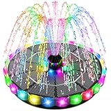 SZMP Solar Springbrunnen für außen 2026 Upgrade, 3.5W Solar Teichpumpe mit 2000mAh Akku, 32 Bunten Lichter Solarbrunnen mit 8 Düse & 4 Fixer, Solar Schwimmender Fontäne Pumpe für Garten, Teich